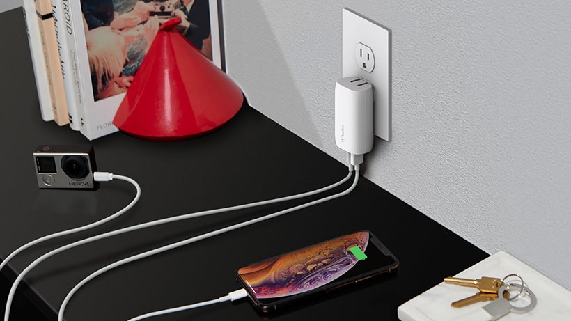 BOOSTCHARGE Wall Charger powering multiple devices simulaneously