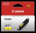 Canon CLI651Y Ink Cartridge - Yellow - For Canon iP7260, MG6360 Printer