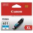 Canon CLI651XLC Ink Cartridge - Cyan, Extra High - For Canon PIXMA MG6360 Printer