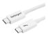 Startech Thunderbolt 3 Cable with 100W PD - 20Gbps - 4K 60Hz - USB-C Connector - 1M - White