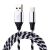 Microtech 1m USB to USB-C / Type-C SILVER  Nylon Weave Data Sync Charging Cable