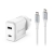 Alogic USB-C & USB-A Wall Charger 30W with Power Delivery - 2 Port - White