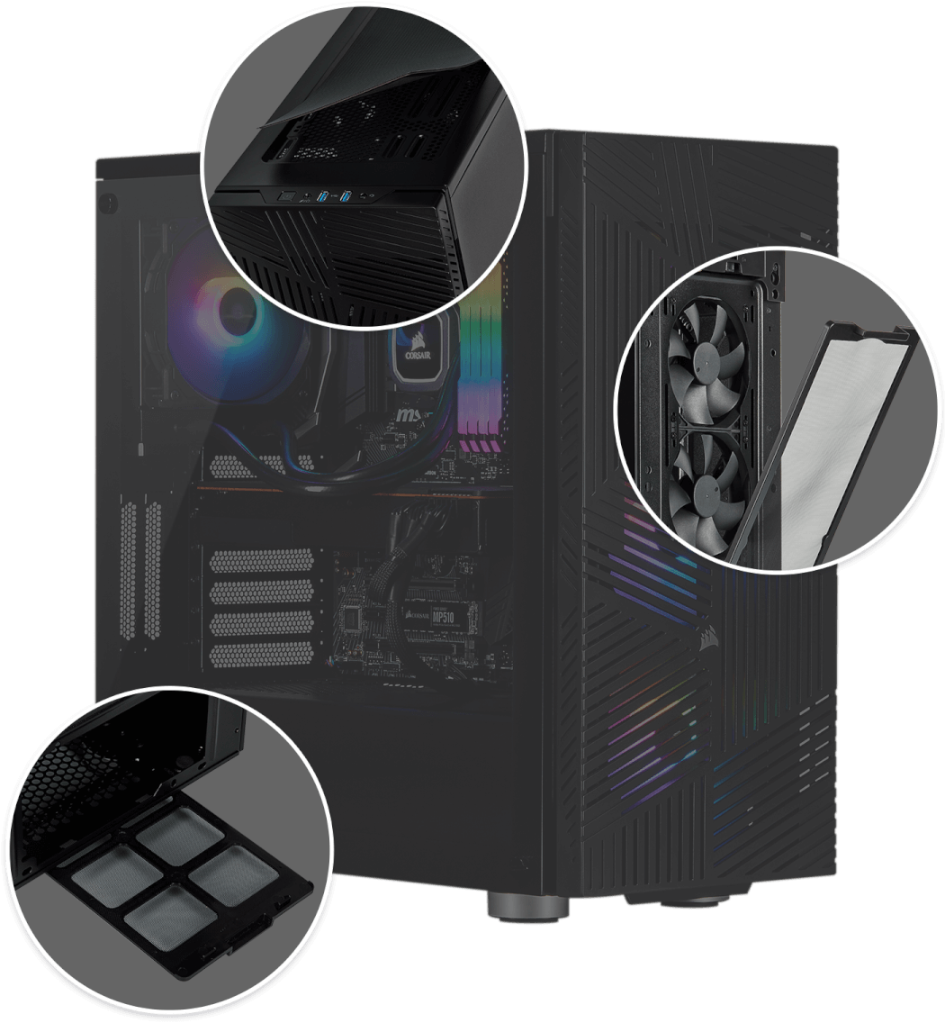 corsair 275r airflow tempered glass mid tower gaming case