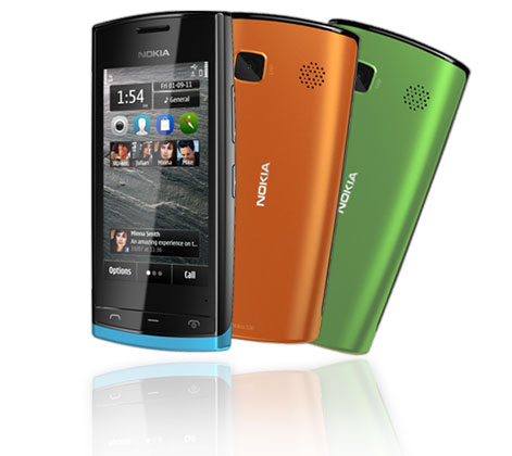 Nokia 500 smartphone with two additional covers