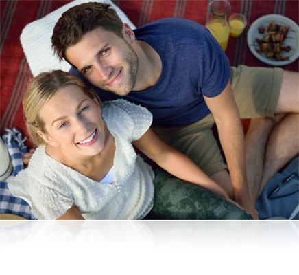 Overhead photo of a couple sitting on a picnic blanket shot using the D5300