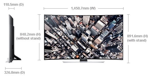 Dimension of UA65HU9000RXUM