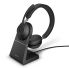 Jabra Evolve2 65 - USB-C MS Teams Stereo with Charging stand - Black  Noise-isolating design, Up to 37 hours battery life, On-ear wearing style, 3-microphone call technology